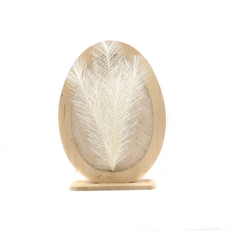 Wholesale Artificial Pampas Grass Wooden Ornaments Easter Decoration Egg-Shaped Wooden Ornaments Home Decoration Ornaments