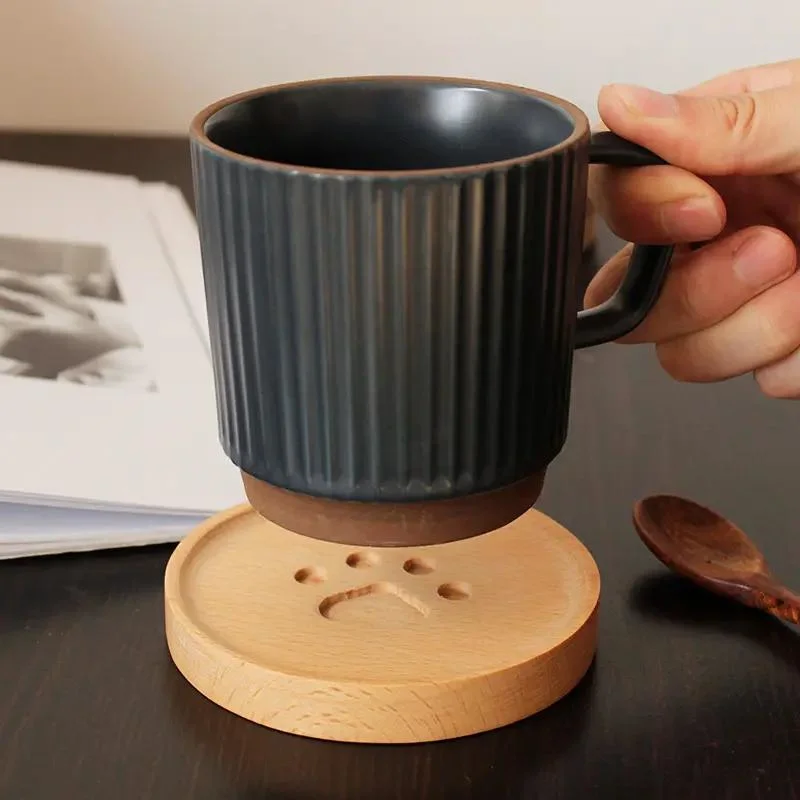 Round Shape Rubber Wood Cup Coasters for Drinking