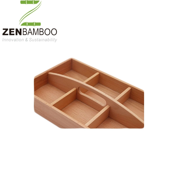 Melamine Bottom Wooden Food Bamboo Fiber Serving Tray with Handle