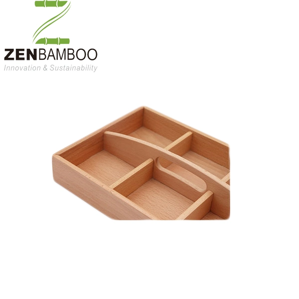 Melamine Bottom Wooden Food Bamboo Fiber Serving Tray with Handle